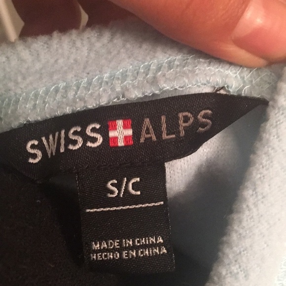 Swiss alps women’s baby blue fleece long sleeve tee shirt - Picture 7 of 7